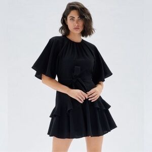 Revolve Minkpink NWT Ruffle mini dress black size small
